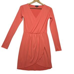Women's TopShop Faux Wrap Long Sleeve Dress Size 4